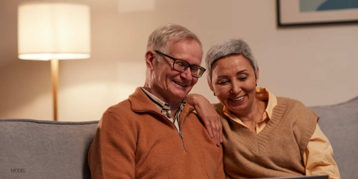 Senior Male and Female Model with Dental Implants